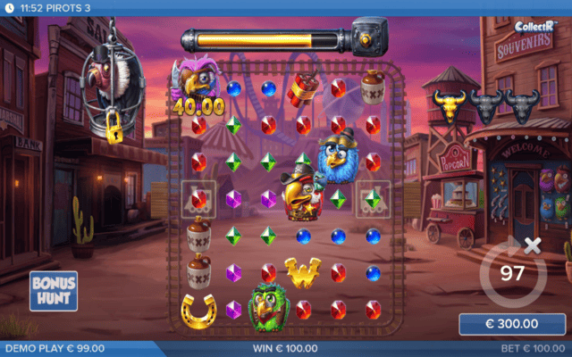 Pirots 3 Gameplay Winnings Display